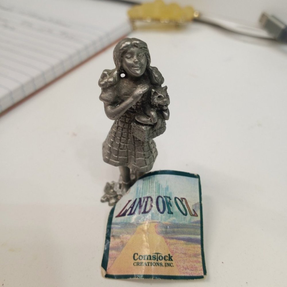 Vintage Comstock Pewter Dorothy & Toto From Wizard Of Oz Statue Figurine